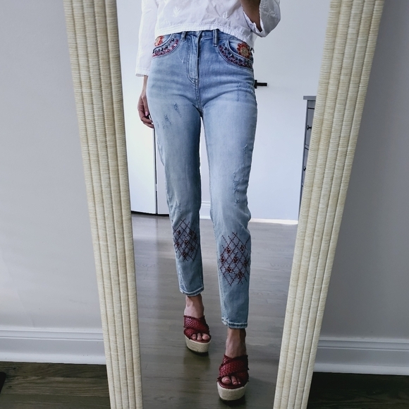 Desigual Marrakech Jeans Embellished Boho Artsy Jeans - Picture 1 of 9
